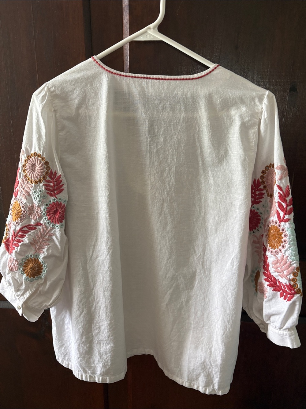 Madewell Boho Popover Top - with Embroidered Sleeves in Antique Cream M - Picture 4 of 8